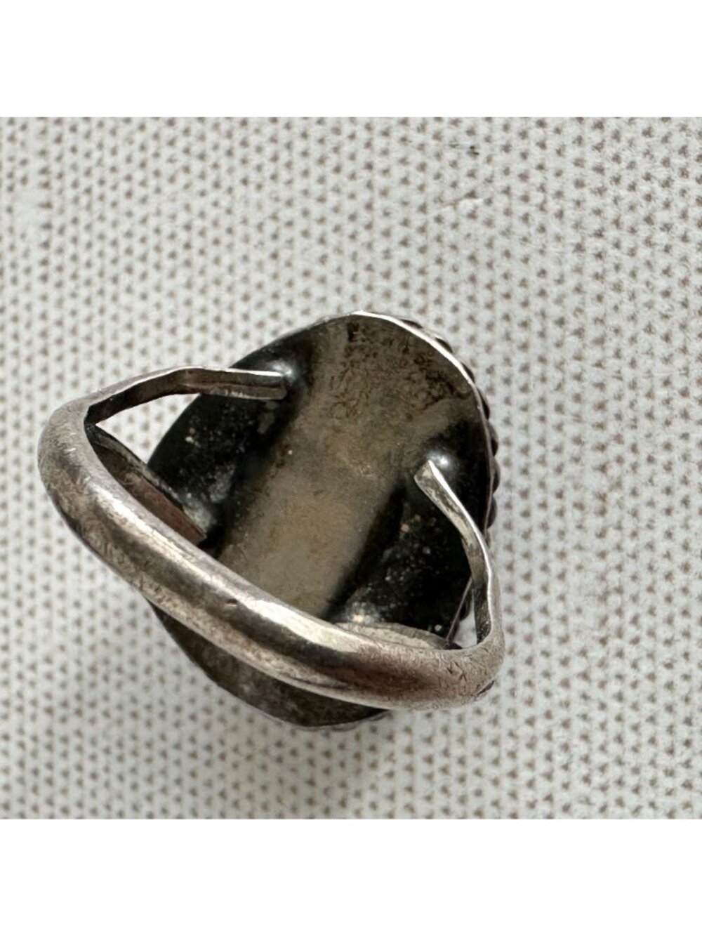 1970s Southwestern Sterling Silver Turquoise Ring Rope Bezel Size 7 - Picture 6 of 6